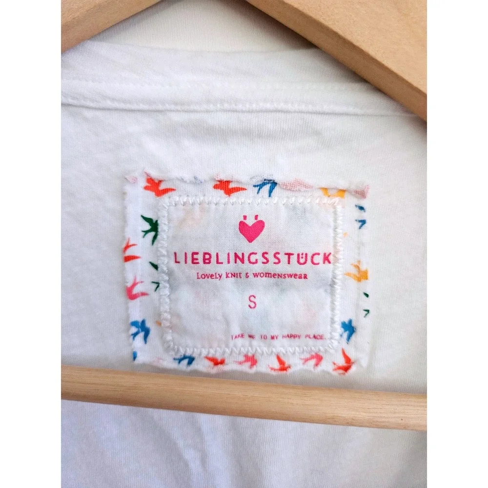 LIEBLINGSSTÜCK White Pineapple Graphic T-Shirt Slub Knit Cotton Boho Small - Picture 4 of 4